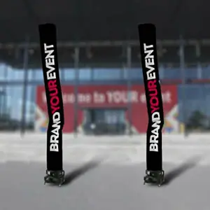 Branded inflatable skytubes — vertical brand markers at an event entrance by BrandYourEvent